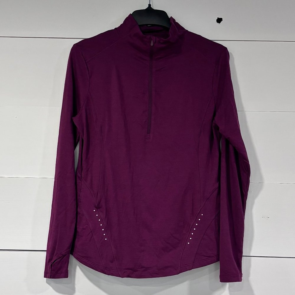 Avia Running Shirt Reflective Marks Thumbholes Pockets Stretch L